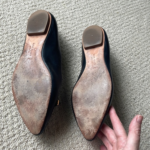 Kate Spade Black Leather Flats with Bow detail Size 10 - Picture 5 of 5